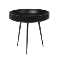 mater - table d'appoint bowl s - noir/plateau bois de mangue teinté/structure acier noir/h 38cm / ø 40cm