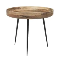 mater - table d'appoint bowl l - naturel/plateau bois de mangue laqué/structure acier noir/h 46 / ø 52cm
