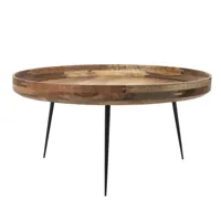 mater - table d'appoint bowl xl - naturel/plateau bois de mangue laqué/structure acier noir/h 38cm / ø 75cm