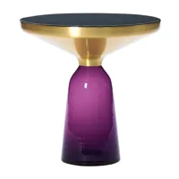 classicon - table d'appoint bell side table laiton - violet améthyste/verre de cristal/h 53cm/ø 50cm/base en verre hxø 37x22cm/partie supérieure en la