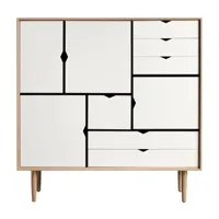andersen furniture - buffet haut s3 façades blanches - blanc alpino/chêne savonné/lxhxp 130x132x43cm