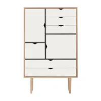andersen furniture - buffet haut s5 façades blanches - blanc alpino/chêne savonné/lxhxp 83x132x43cm