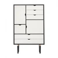 andersen furniture - buffet haut s5 façades blanches - blanc alpino/chêne laqué noir/lxhxp 83x132x43cm