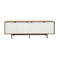 andersen furniture - armoire basse s1 avec avec portes blanches - chêne huilé/ blanc alpino/l 200 x d 50 x h 68 cm