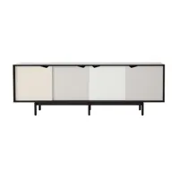 andersen furniture - armoire basse s1 avec portes colorées - multicouleur/chêne laqué noir/lxhxp 200x65x50cm