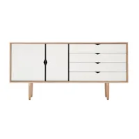 andersen furniture - armoires basse s6 façades blanches - blanc alpino/chêne savonné/lxhxp 163x80x43cm
