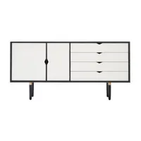 andersen furniture - armoires basse s6 façades blanches - chêne noir/ blanc alpino/chêne laqué noir/163 x 43 x 80 cm