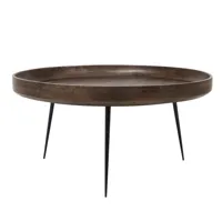 mater - table d'appoint bowl xl - gris sirka/plateau bois de mangue teinté/structure acier noir/h 38cm / ø 75cm
