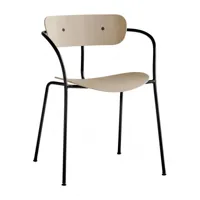 &tradition - chaise avec accoudoirs pavilion av2 - chêne/laqué/pxhxp 56x76x50cm/structure acier noir