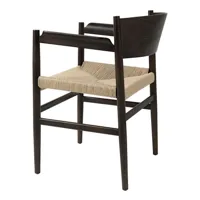 mater - chaise avec accoudoirs nestor - naturel/gris sirka/siège cordon en papier/structure hêtre gris sirka/lxhxp 57x76x53cm