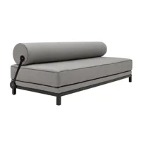 softline - canapé-lit sleep day bed - noir et blanc/étoffe cento 470/lxpxh 204x90x73cm/structure noir/bord de cordon noir