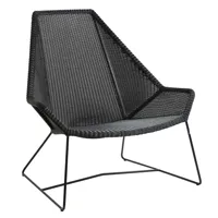 cane-line - fauteuil de jardin breeze dossier haut - noir/siège de fibre de cane-line/structure acier revêtu par poudre/pxhxp 98x98x87cm