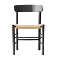 fredericia - chaise j39 - noir/laqué/assise en vannerie naturel/pxhxp 48,5x77x42,5cm