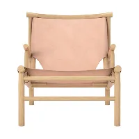 norr 11 - chaise longue samurai - beige/revêtement cuir sørensen nature 97130/lxhxp 66x75x83cm/structure chêne naturel