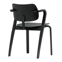 artek - chaise avec accoudoirs aslak - noir/laqué/structure bouleau massif laqué/pxhxp 53x76x50cm