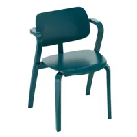 artek - chaise avec accoudoirs aslak - pétrole/laqué/structure bouleau massif laqué/pxhxp 53x76x50cm