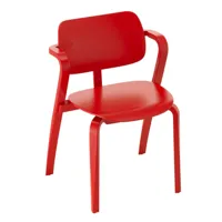 artek - chaise avec accoudoirs aslak - rouge/laqué/structure bouleau massif laqué/pxhxp 53x76x50cm