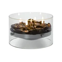 philippi - cheminée de table fire - argent, transparent/poli/h x ø 14x23cm/pour l'huile de lampe/avec 5 mèches