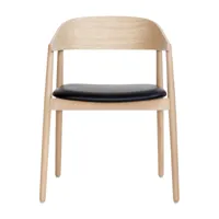 andersen furniture - chaise avec accoudoirs ac2 cuir - chêne blanc/pigmenté/lxhxp 58x74x53cm/surface d’assise cuir noir