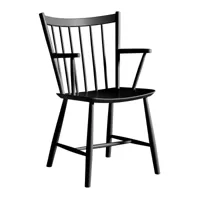 hay - chaise avec accoudoirs hêtre j42 - noir/laqué à base d'eau/lxhxp 57,5x87x53,5cm