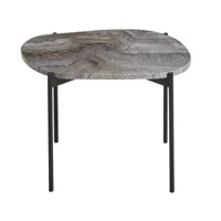 woud - table d'appoint la terra m - gris/plateau en travertin/structure fer laqué poudre lisse/lxlxh 57,2x40,5x41cm