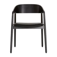 andersen furniture - chaise avec accoudoirs ac2 cuir - chêne noir/laqué/lxhxp 58x74x53cm/surface d’assise cuir noir