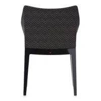 kartell - chaise avec accoudoirs madame regular - gris/siège polyuréthane avec tissu/pxpxh 54x53x80cm/structure polycarbonate noire