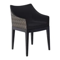 kartell - chaise avec accoudoirs madame regular - beige/siège polyuréthane avec tissu/pxpxh 54x53x80cm/structure polycarbonate noire