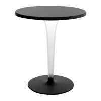 kartell - table de jardin top top ø70cm structure ronde - noir/plateau de table werzalit ø70cm/h 72cm/structure pmma transparent/base ronde aluminium 