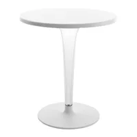 kartell - table de jardin top top ø70cm structure ronde - blanc/plateau de table werzalit ø70cm/h 72cm/structure pmma transparent/base ronde aluminium