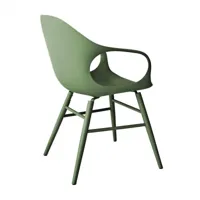 kristalia - elephant - fauteuil avec piètement en bois - olive/pxhxp 62x85x58cm/structure olive