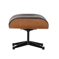 vitra - eames lounge chair - ottoman/ repose pied - chocolat/siège cuir natural 68/assise bois de cerisier américain/stucture poli/noir