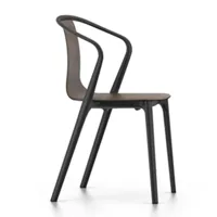 vitra - belleville armchair wood - chaise - chêne foncé/inition vernis protecteur naturel/structure noire/lxpxh 55x50x83cm
