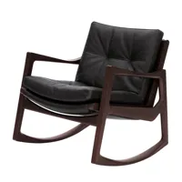 classicon - fauteuil à bascule euvira cuir - noir/cuir premium 100 noir/72x75x70cm/inserts feutre antidérapants/structure chêne teinté brun