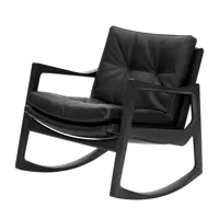 classicon - fauteuil à bascule euvira cuir - noir/cuir premium 100 noir/72x75x70cm/inserts feutre antidérapants/structure chêne teinté noire