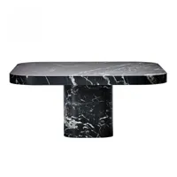 classicon - table basse en marbre bow no. 3 - noir/nero marquina/poli/imprégné/lxhxp 70x31x70cm/base 23x23cm/patins en feutre réglable en hauteur