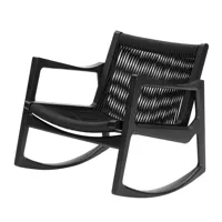 classicon - fauteuil à bascule euvira - noir/cordonnet noir/72x75x65cm//inserts feutre antidérapants/structure chêne noir teinté