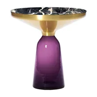 classicon - table d'appoint bell side table laiton marbre - violet améthyste/nero portoro/poli/imprégné/h 53cm/ø 50cm/base en verre hxø 38x22cm/partie