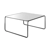 la palma - table d'appoint toé t57 - blanc/hpl blanc/piètement lacqué en noir/lxlxh 70x70x34cm