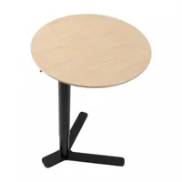 la palma - table basse 52-70cm yot80 - chêne blanchi/plateau de table multiplex en boule/h x ø 52x50cm/structure noire laquée