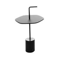 la palma - table d'appoint avec poignée jey t41 h50cm - noir/dessus de la table hpl hexagonal/h x ø 50x40cm/structure marbre de marquinia