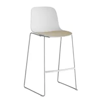 la palma - tabouret de bar chêne de siège seela s321 h75cm - blanc, chêne/siège en chêne blanchi/pxhxp 54x109x53cm/structure chromé mat