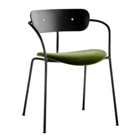 &tradition - chaise avec accoudoirs pavilion av4 - pin vert/noir/étoffe velvet 02/pxhxp 56x76x50cm/structure noire