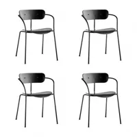 &tradition - set de 4 chaises avec accoudoirs pavilion av2 - chêne noir/laqué/pxhxp 56x76x50cm/structure acier noir