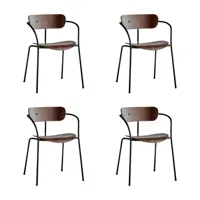 &tradition - set de 4 chaises avec accoudoirs pavilion av2 - noyer/laqué/pxhxp 56x76x50cm/structure acier noir
