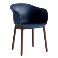 &tradition - chaise avec accoudoirs elefy jh30 structure noyer - bleu nuit/assise polypropylène/structure noyer/lxhxp 57,5x77x58cm