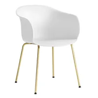 &tradition - chaise avec accoudoirs elefy jh28 structure laiton - blanc/assise polypropylène/structure laiton/lxhxp 57,5x77x58cm
