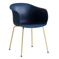&tradition - chaise avec accoudoirs elefy jh28 structure laiton - bleu nuit/assise polypropylène/structure laiton/lxhxp 57,5x77x58cm