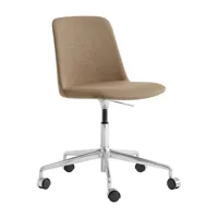 &tradition - chaise de bureau pivotant rely hw30 - beige foncé/étoffe kvadrat re-wool 0458/mousse hr/siège h 44-58cm/lxpxh 47x57x82cm/structure alumin
