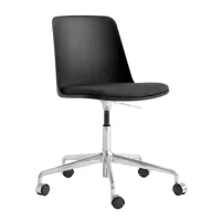 &tradition - chaise de bureau pivotant rely hw29 - noir/dossier polypropylène/siège étoffe kvadrat re-wool 0198/mousse hr/siège h 44-58cm/lxpxh...